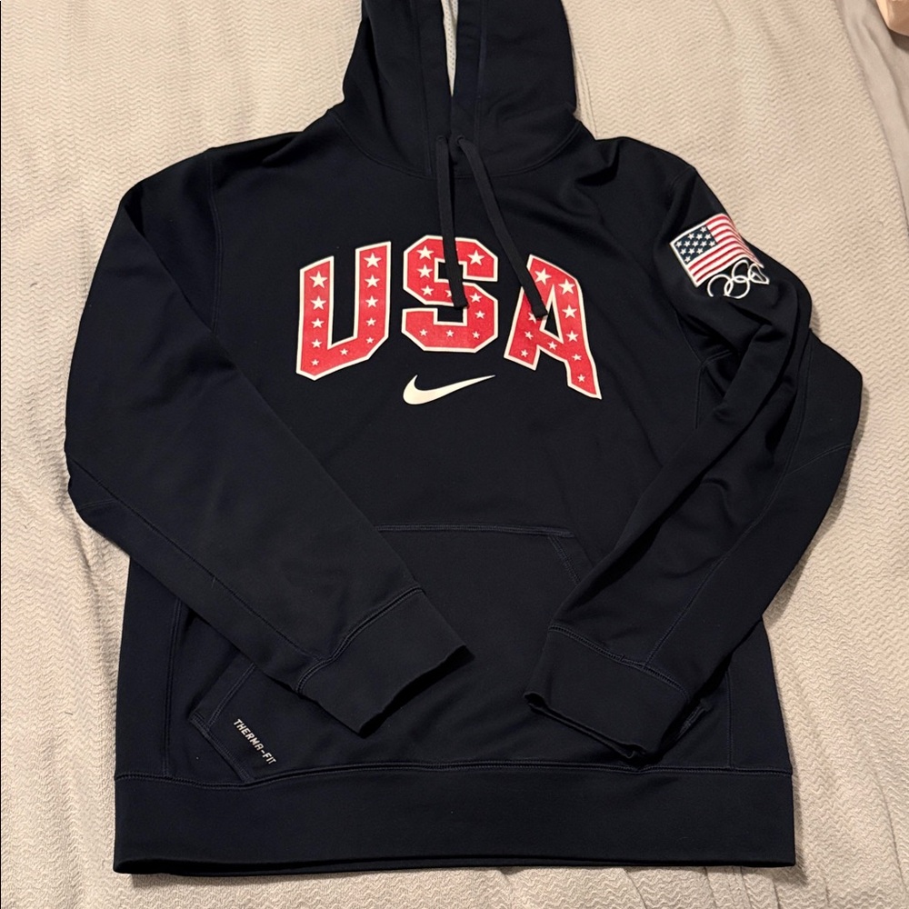 Nike Blue USA Hoodie with Red and White Accents men’s small
